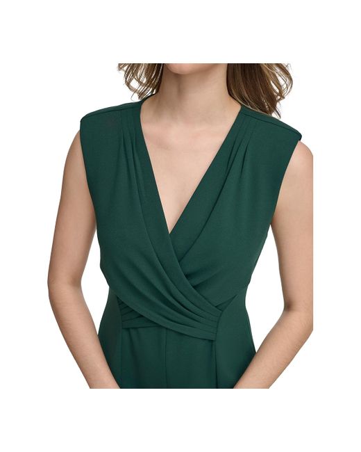 Calvin Klein Surplice Straightleg Jumpsuit in Green Lyst