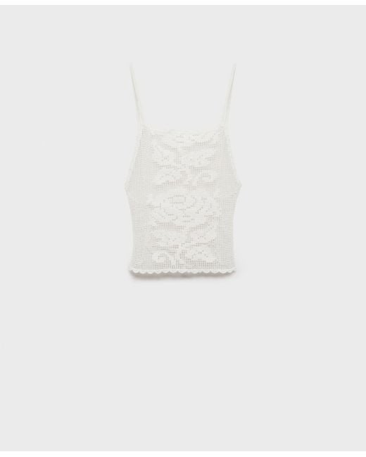 Mango Black Open Back Crochet Top