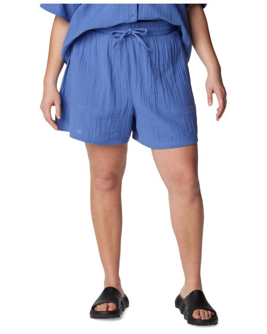 Columbia Blue Plus Size Holly Hideaway Cotton Breezy Shorts