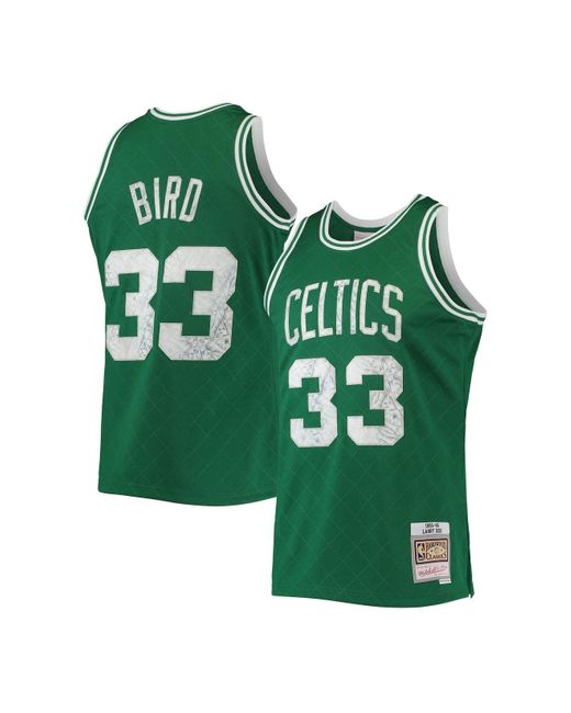 Mitchell & Ness Synthetic Larry Bird Kelly Green Boston Celtics 1985-86 ...