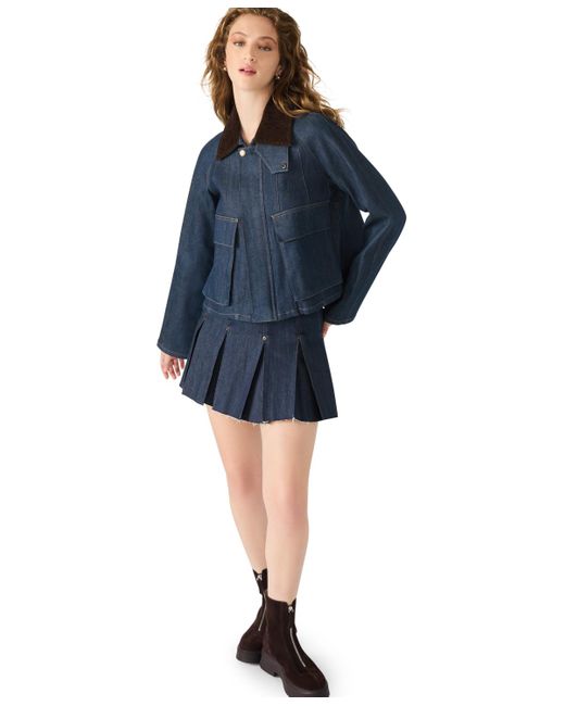 Steve Madden Blue Justina Collared Jacket