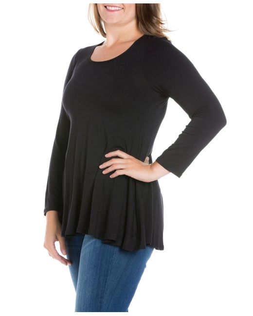 24seven Comfort Apparel Black Plus Size Poised Swing Tunic Top