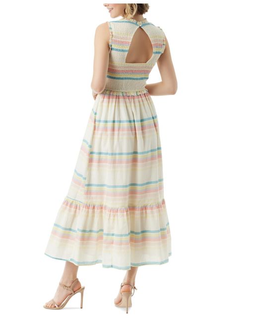 Jessica Simpson Metallic Mira Striped Smocked Maxi Dress