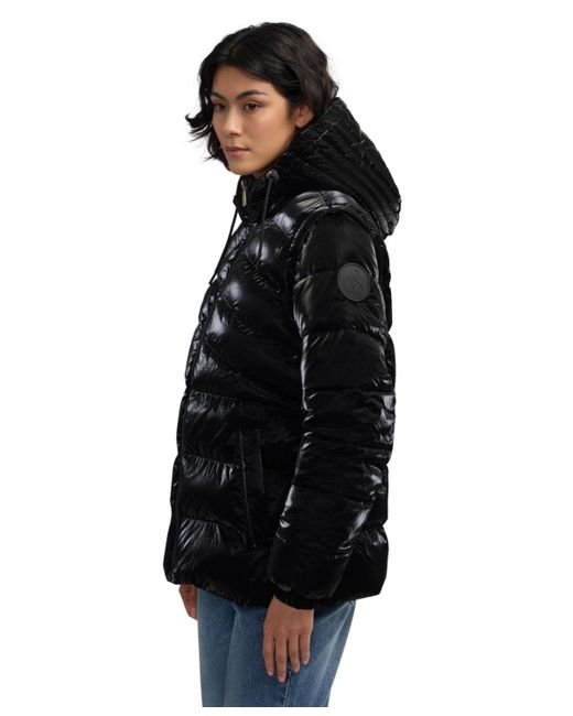 Scotch & Soda Black Schyler Boxy Puffer With Fixed Hood