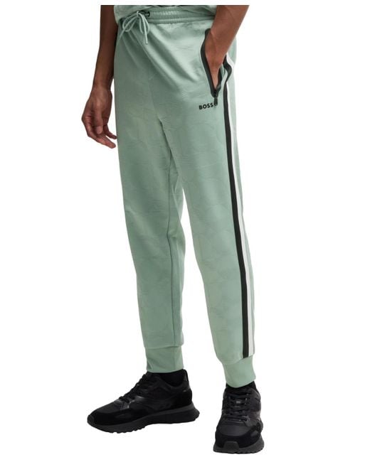 Boss Green Boss By Jacquard-woven Relaxed-fit Tracksuit Bottoms for men