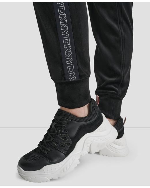 DKNY White Cuffed Metallic Logo joggers