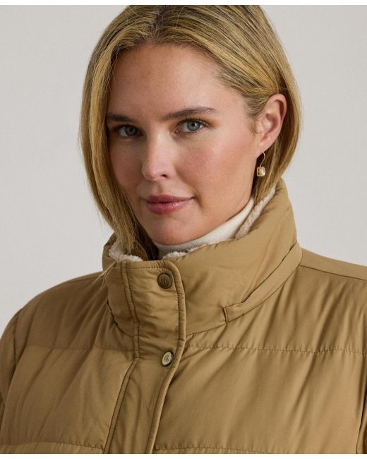Ralph Lauren Natural Plus Size Faux-fur-trim Hooded Puffer Coat