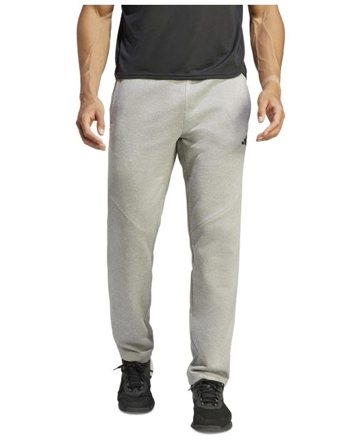 Adidas Gray Game & Go Small Logo Training Moisture-wicking Open Hem Fleece joggers for men