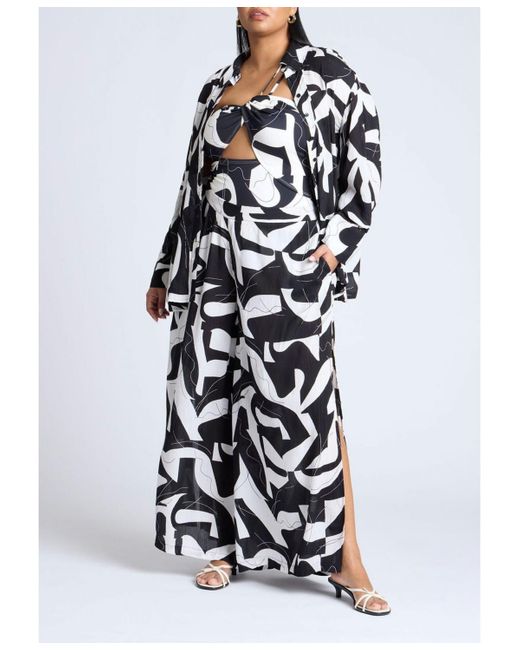 Eloquii Blue Plus Size Plus Size Printed Cover-up Top