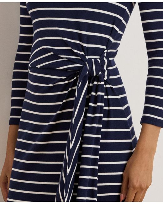 Ralph Lauren Blue Striped Tie-front Dress