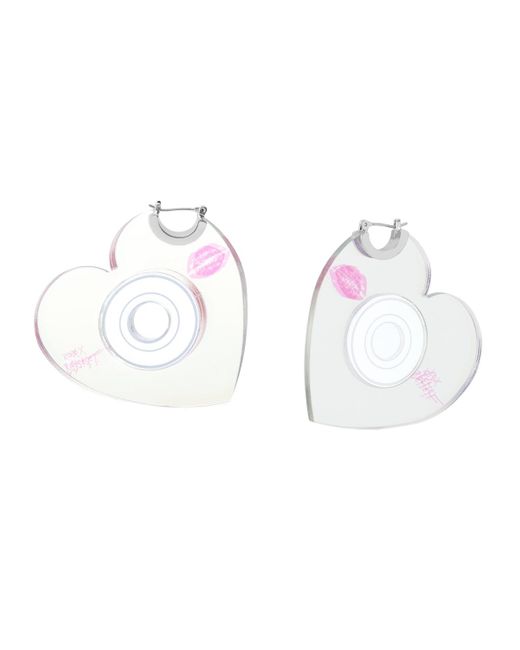 Betsey Johnson Multicolor Straight Heart Cd Hoop Earrings