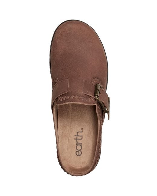 Earth Brown Kay Stitched Round Toe Clogs