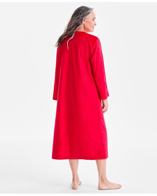 Charter Club Red Embossed Velour Zip-front Robe