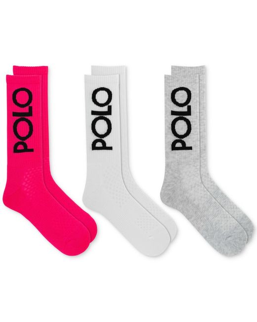 Polo Ralph Lauren Pink 3-pk. Big Polo Crew Socks