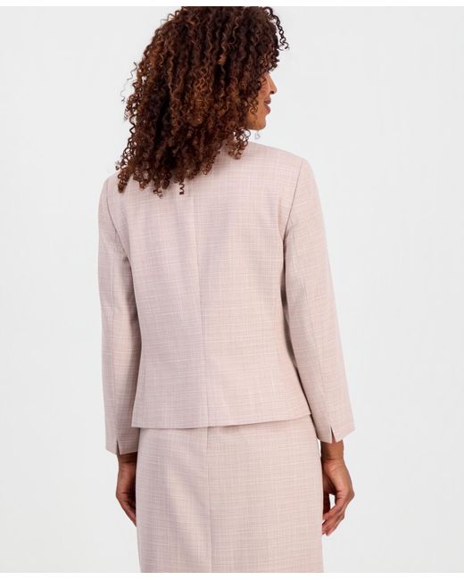 Kasper White Collarless Open-front Jacket