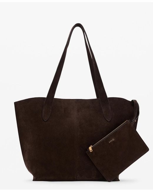 Mango Brown Suede Shopper Bag