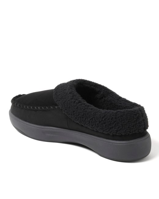 Dearfoams Black Maple Moccasin Toe Clog House Shoe Slipper