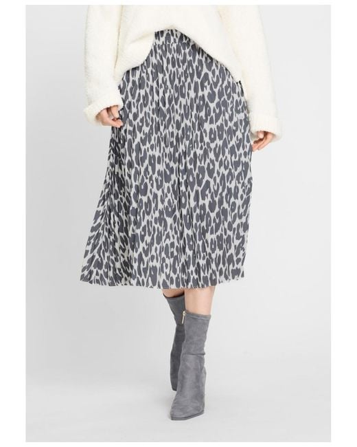 Olsen Multicolor Pull-on Leopard Pleated Skirt