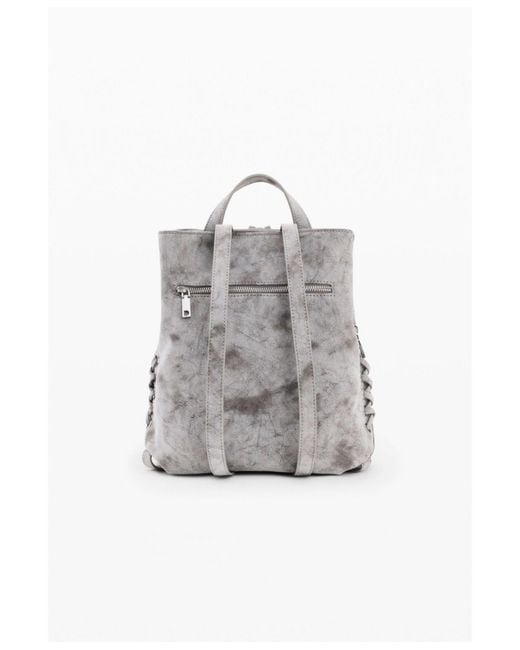 Desigual Gray Small Leather Effect Backpack