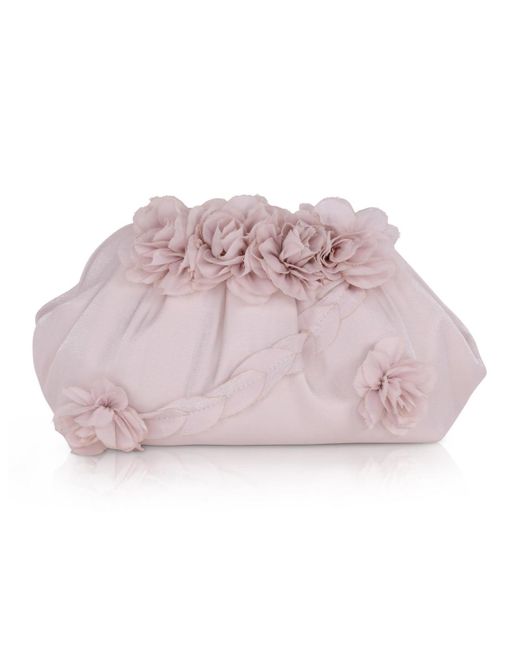 Badgley Mischka Pink Woman's Lottie Floral Applique Pouch Clutch