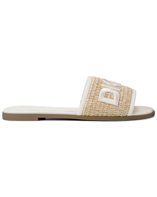 DKNY White Winslet Slide Flat Sandals
