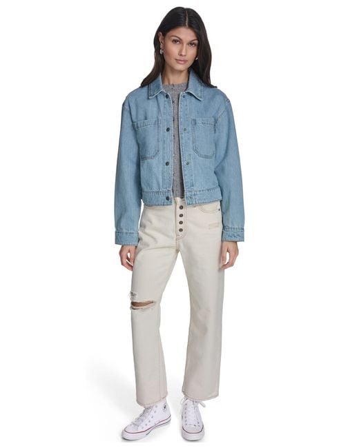 Levi's Blue Laydown Collar Button-front Coat