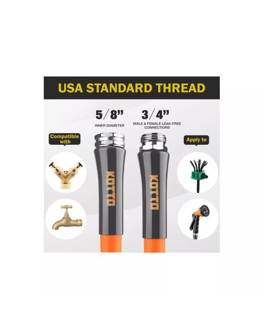 Koto Orange 50' Expandable Water Garden Hose Leak-proof
