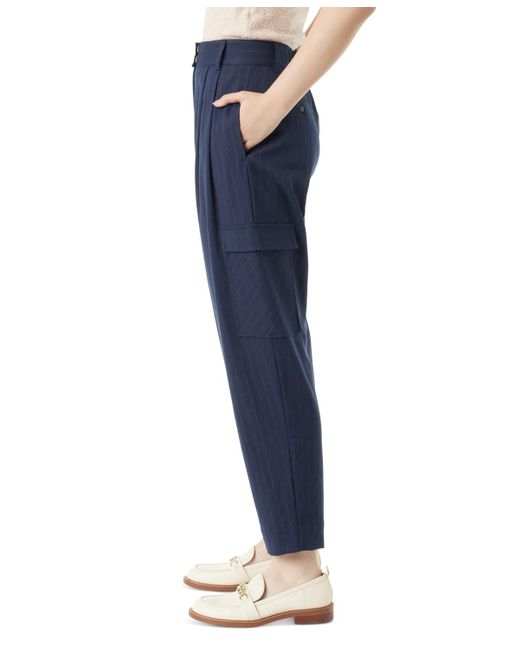 Sam Edelman Blue Laila Pinstriped Pleated Tapered Pants