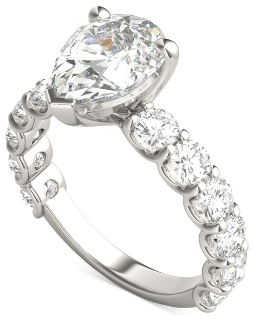 Charles & Colvard White Moissanite Solitaire & Trellis-set Side Stone Ring (3-1/2 Ct. T.w.