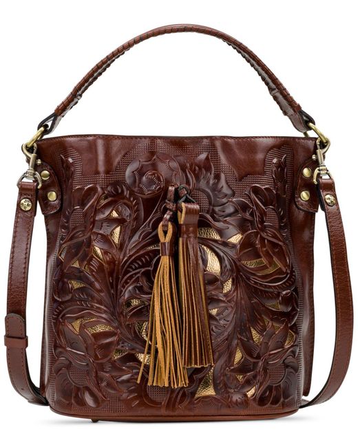 Patricia Nash Brown Otavia Cut-out Leather Bucket Bag
