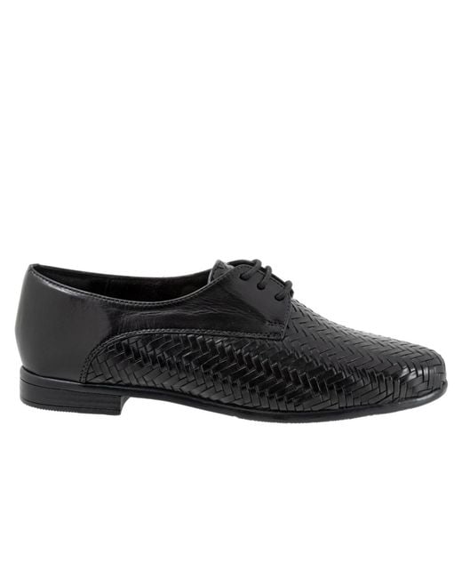 Trotters Black Lizzie Herringbone Flat
