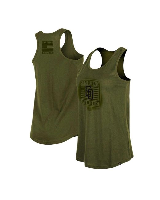 KTZ Green Olive 2023 San Diego Padres Armed Forces Day Racerback Tank Top