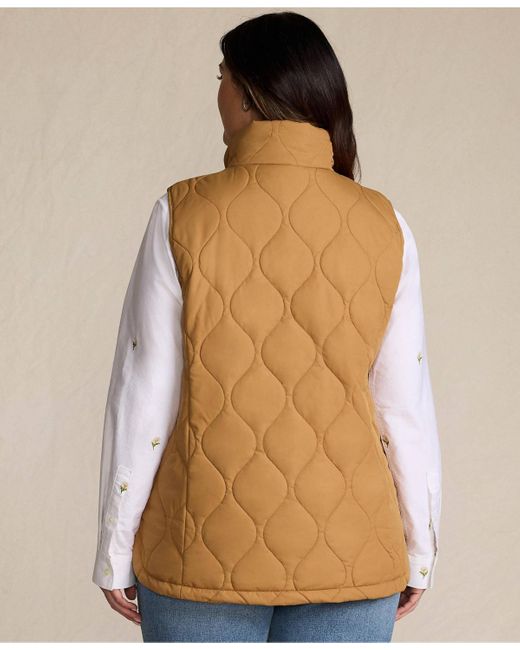 Lands' End Natural Plus Size Featherfree Onion Quilted Insulated Vest
