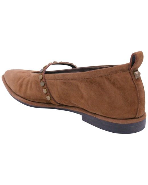 Ash Brown Bella Studs Slip-on Flats