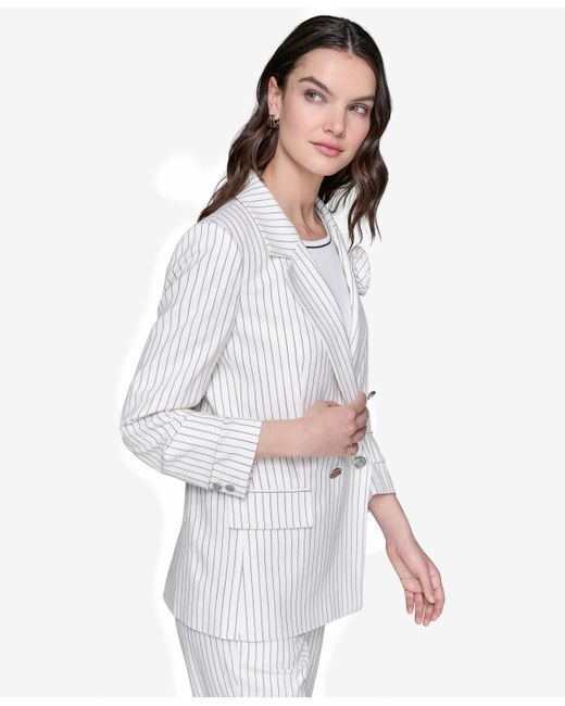 Karl Lagerfeld White Kalr Lagerfeld Paris Striped Double-breasted Jacket