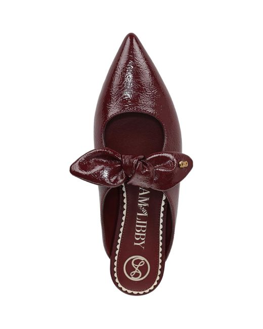 Sam & Libby Red Marley Knotted Pointed Toe Mules