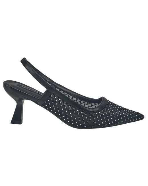 French Connection Black Flared Mesh Pumps