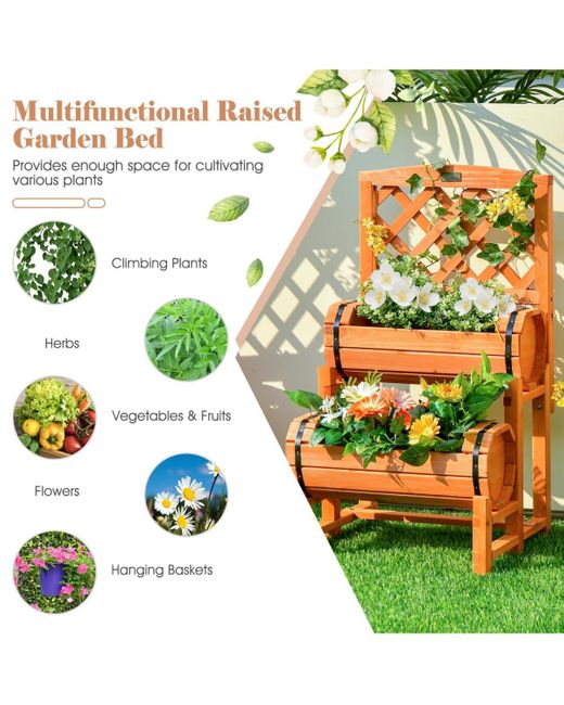 SUGIFT Orange 2-tier Raised Garden Bed