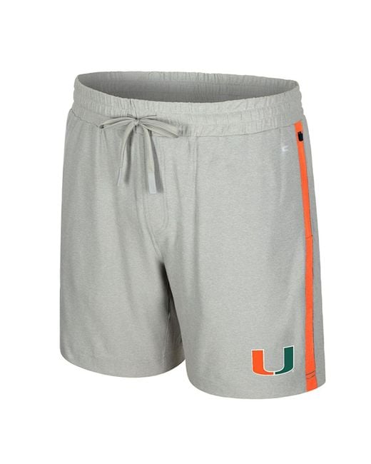 Colosseum Athletics Gray Miami Hurricanes Mac Shorts for men