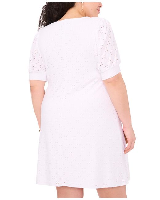 Msk Plus Size Eyelet A-line Dress in White | Lyst
