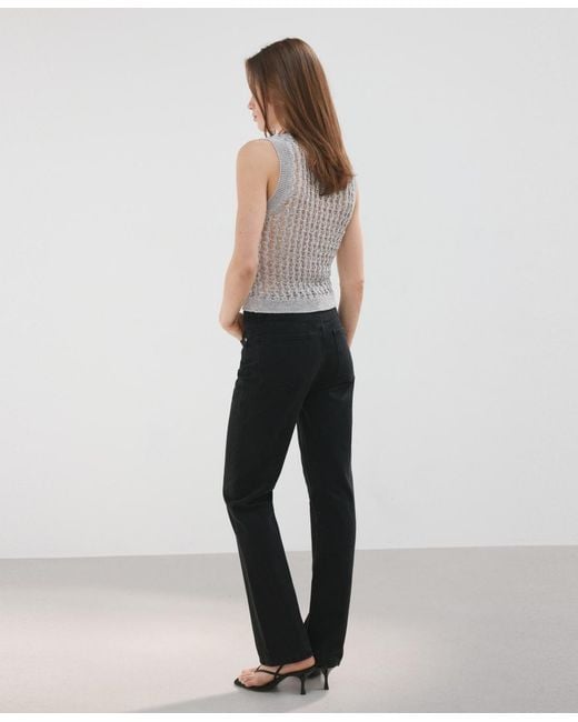 Mango White Openwork Knit Top