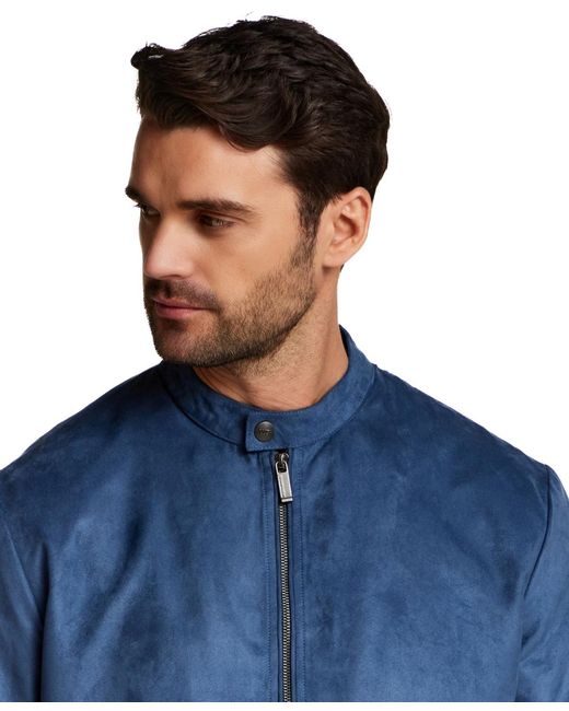 Weatherproof Blue Moto Microsuede Jacket for men