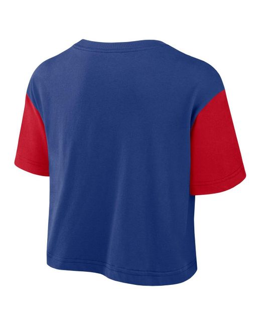 Nike Blue Royal/red Philadelphia Phillies Script Cropped Performance T-shirt