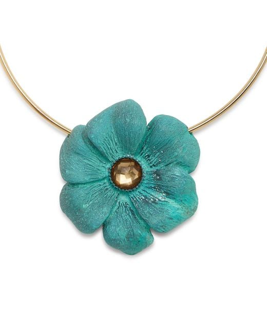 Robert Lee Morris Blue Faux Stone Patina Flora Wire Necklace