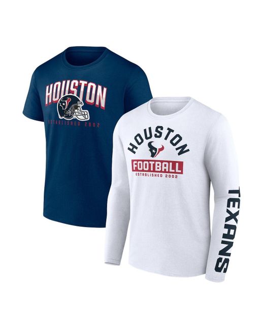 Fanatics Branded Navy, White Houston Texans Long And Short Sleeve Two