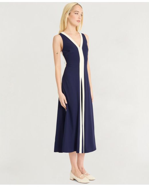 Luxely Blue V-neck Midi Dress