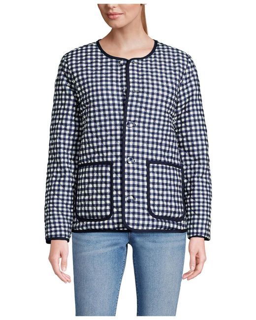Lands' End Blue Quilted Reversible Jacket