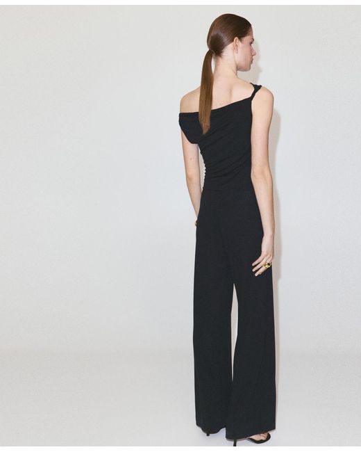 Mango Blue Draped Asymmetrical Jumpsuit