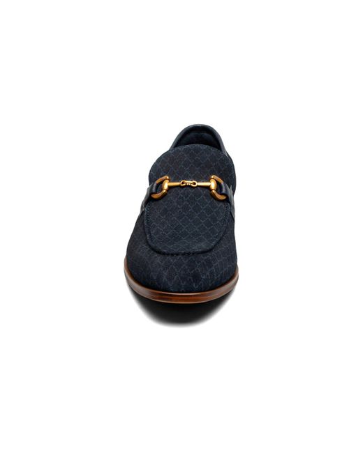 Stacy Adams Blue Brinkley Moc Toe Metal Bit Slip On Shoe for men