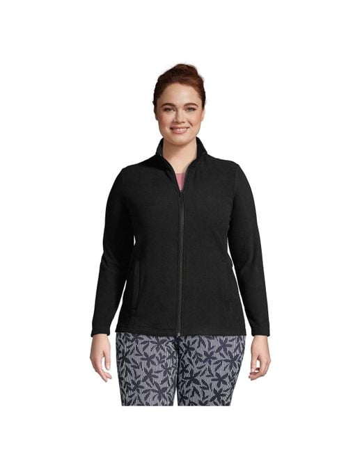 Lands' End Black Plus Size Anyweather Fleece Full Zip Jacket